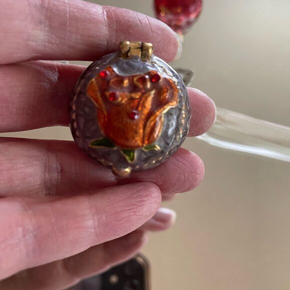 Vintage Enamel Trinket Round Box Vintage Perfume Decanter - Picture 3 of 16